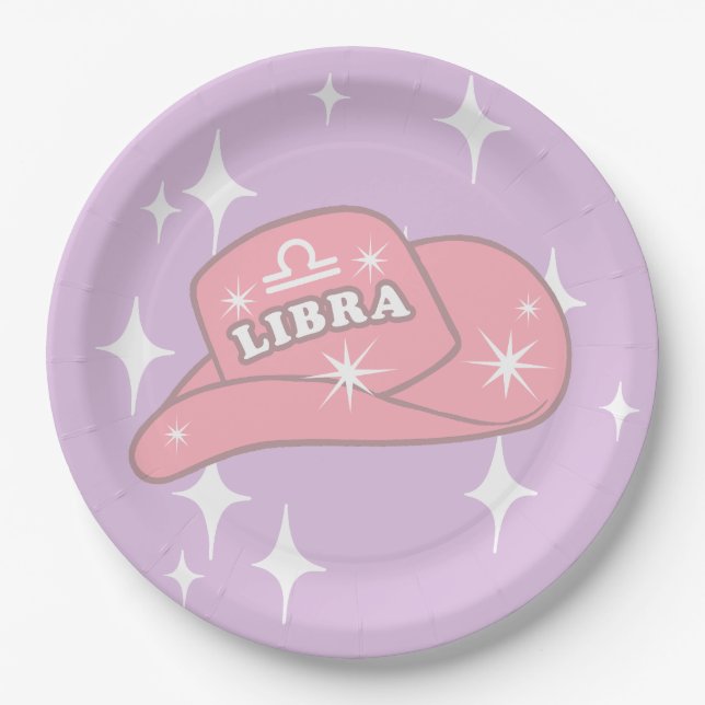 Prato De Papel Moderna Libra Zodiac Cowgirl Partido Hat Lilac (Frente)