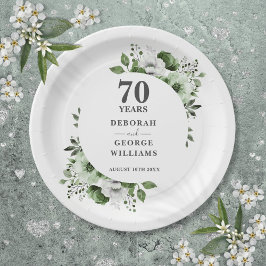 Prato De Papel Modernidade Verde Folhagem Aniversário de Casament