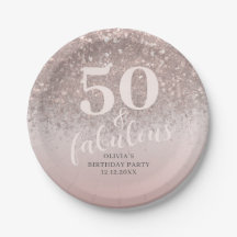 Moderno 50 & Fabuloso Brilho Rosa Aniversário 