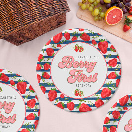 Prato De Papel Moderno Berry First Azul Marinho e Listras Brancas