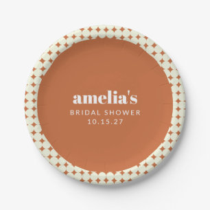 Prato De Papel Moderno Chic Terracota Pontos Personalizado Chá de