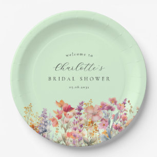 Prato De Papel Moderno, Chuveiro Nupcial de Flores Silvestres Ver