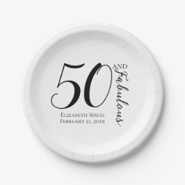 Prato De Papel Moderno Cinquenta e Fabuloso Aniversário de 50 Ano