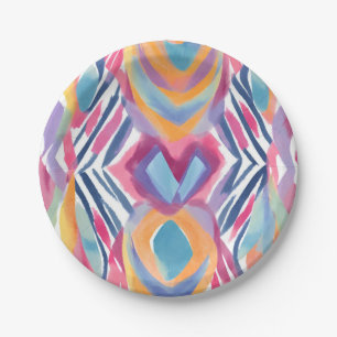 Prato De Papel Moderno Colorido Contemporâneo   Aquarela Brilhant