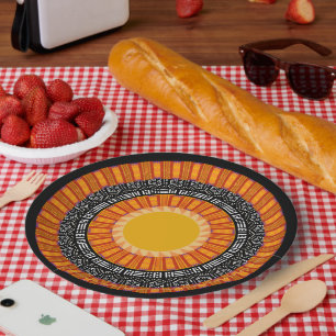 Prato de Papel Moderno com Estampa de Kente Mudclo