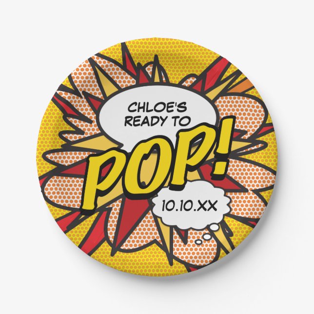 Prato De Papel Moderno divertido pronto para Chá de fraldas POP (Frente)