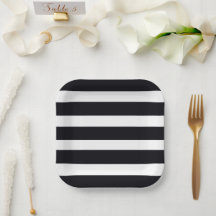 Moderno Elegante Listrado Preto e Branco Chic Styl