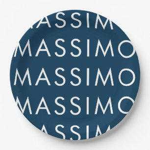 Prato De Papel Moderno Minimalista Elegante Simples Nome Azul Pru