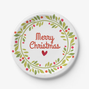 Prato De Papel Moderno Minimalista Holly Wreath Natal