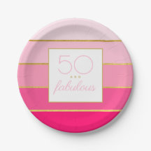 Moderno rosa quente e dourado 50 e fabuloso aniver