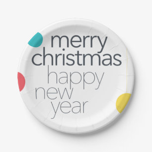 Prato De Papel Moderno, simples, vibrante, divertido "Feliz Natal