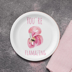 Prato De Papel Moderno Você É Flagrante Beleza Rosa Flamingo