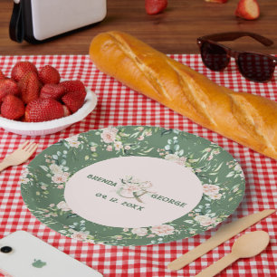 Prato De Papel Moedas-d'água cor-de-rosa pastel em verde