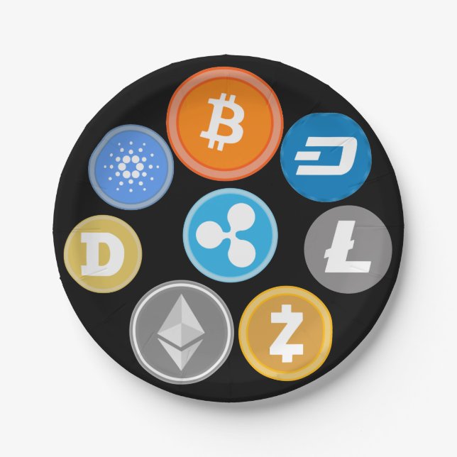 PRATO DE PAPEL MOEDAS DE CRIPTOMOEDA (Frente)