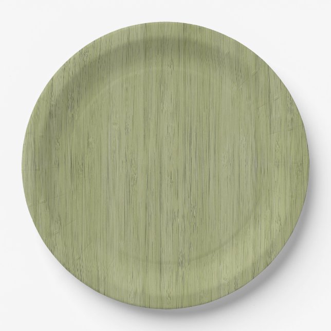 Prato De Papel Moisés Green Bamboo Wood Grain Look (Frente)