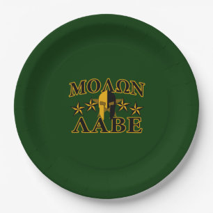 Prato De Papel Molon Labe Spartan Warrior 5 estrelas verde