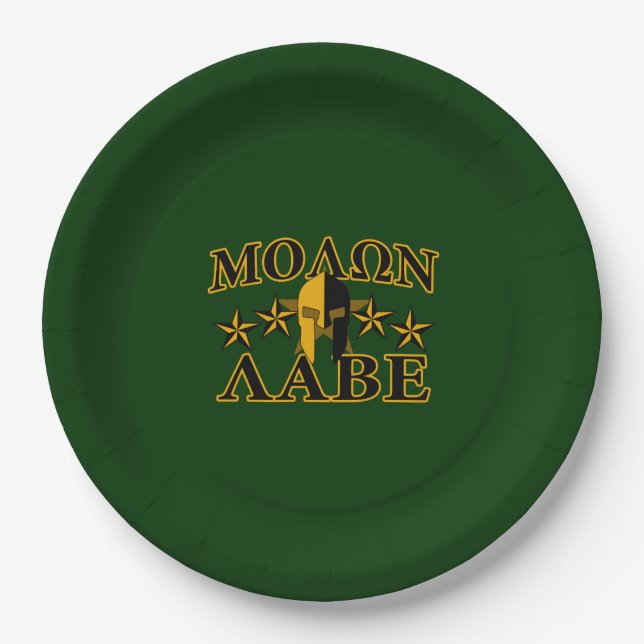 Prato De Papel Molon Labe Spartan Warrior 5 estrelas verde (Frente)