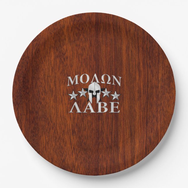Prato De Papel Molon Labe Spartan Warrior Helmet Mahogany (Frente)