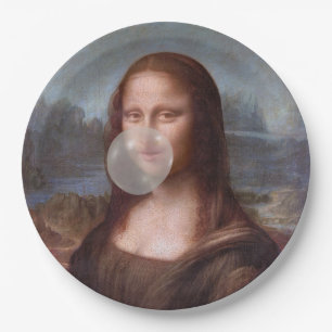 Prato De Papel Mona Lisa soprando chiclete cinza