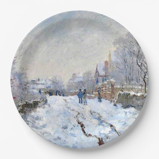 Prato De Papel Monet - Cena de Neve em Argenteuil (Frente)