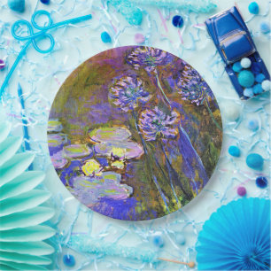 Prato De Papel Monet - Lírios de Água e Agapanthus