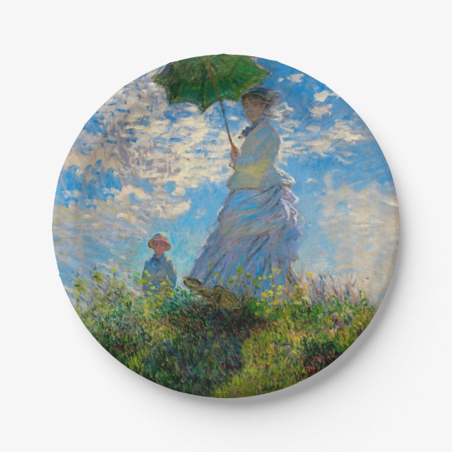 Prato De Papel Monet Mulher Guarda-Sol Impressionismo (Frente)
