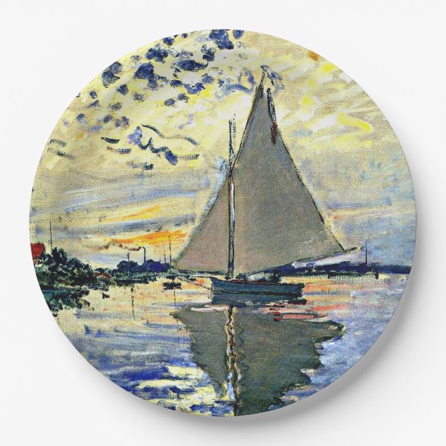 Prato De Papel Monet - Navio de vela na le Petit Gennevilliers (Frente)