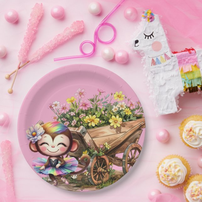 Prato De Papel Monkey Ballerina (Festa)