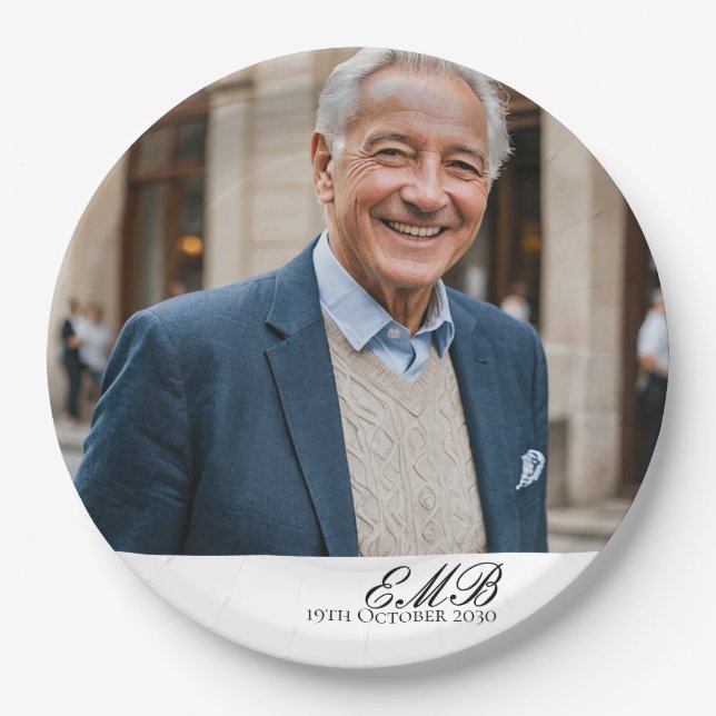 Prato De Papel Monograma branco de Na moda de Fotografia Masculin (Frente)