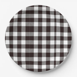 Prato De Papel Monograma - Castanho e Xadrez Brancos Russos
