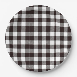 Prato De Papel Monograma - Castanho e Xadrez Brancos Russos