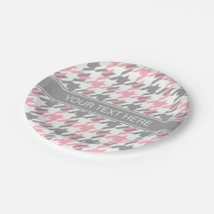 Prato De Papel Monograma conhecido cinzento da DK Houndstooth do