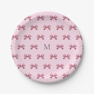Prato De Papel Monograma de Arco estético de Satin, Rosa, Bonito