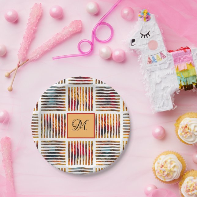 Prato De Papel Monograma de distribuição geométrica de Abstrato d (Festa)