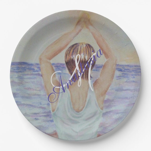 PRATO DE PAPEL MONOGRAMA DE FESTA SOLAR E SERENITY (Frente)