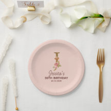 Monograma de letra J dourada com rosas cor-de-rosa