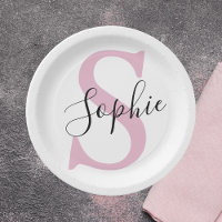 Monograma de Nome Personalizado Moderno - Rosa