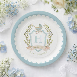 Prato De Papel Monograma de repouso de Carruagem bebê | Chá de fr