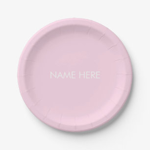 Prato De Papel Monograma de texto de nome personalizado de rosa c