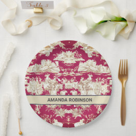 Prato De Papel Monograma do lago vermelho legado de jouy