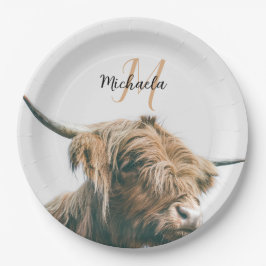 Prato De Papel Monograma inicial do retrato das vacas altas