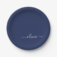 Monograma marinho Azul e Branco Moderno