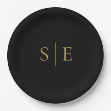 Monograma Minimalista Preto e Dourado Elegante