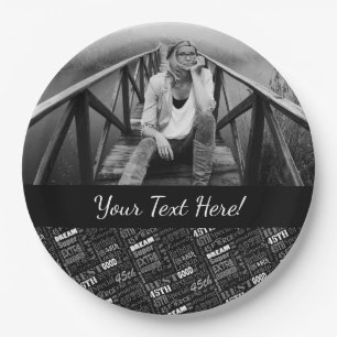 Prato De Papel Monograma Personalizado de Festa de aniversário 45