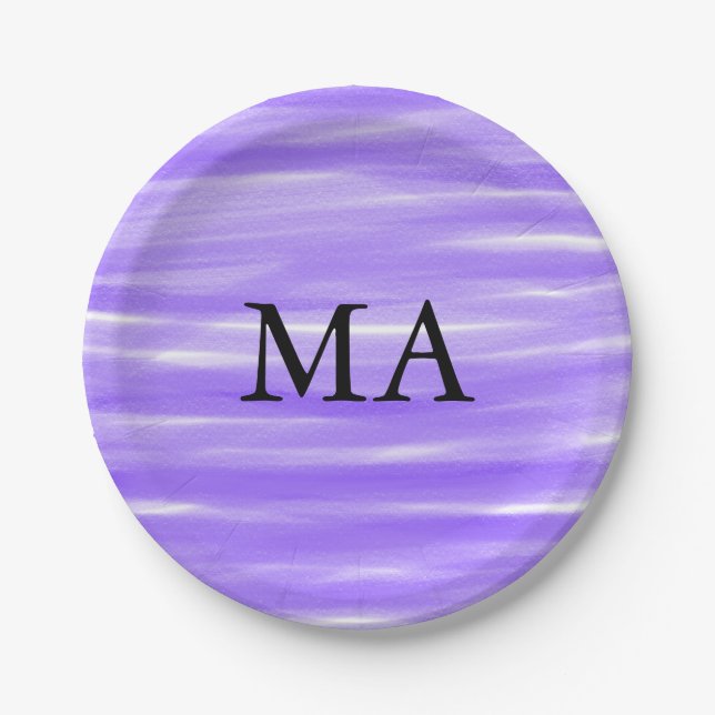 Prato De Papel Monograma simples adicione a letra do seu nome hom (Frente)