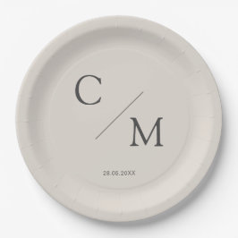 Prato De Papel Monograma simples e elegante