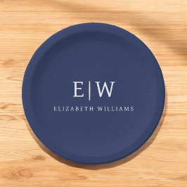 Prato De Papel Monograma Simples Profissional Elegante Minimalist