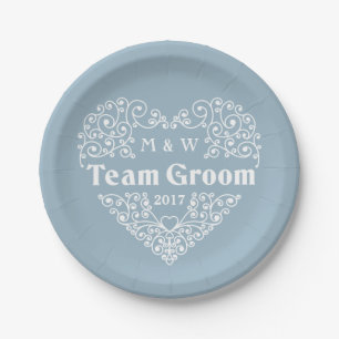 Prato De Papel Monogramas personalizados do grupo de equipe e pla