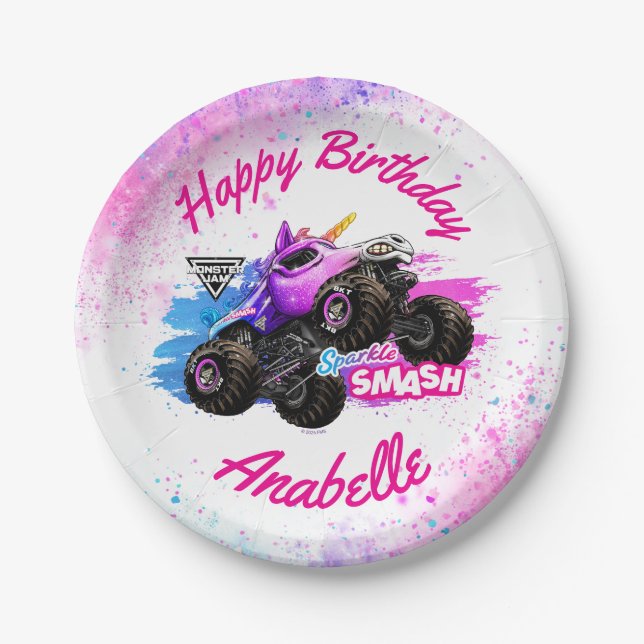 Prato De Papel Monster Jam - Sparkle Smash Aniversário (Frente)
