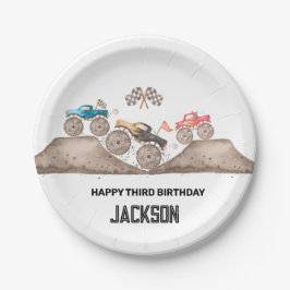 Prato De Papel Monster Truck não pode me pegar Eu sou três convid